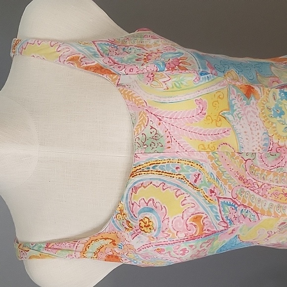 Chaps Cotton Lined Fit n Flare Floral Pastel Paisley Hidden Side Zip Dress Sz 8 - Picture 5 of 12